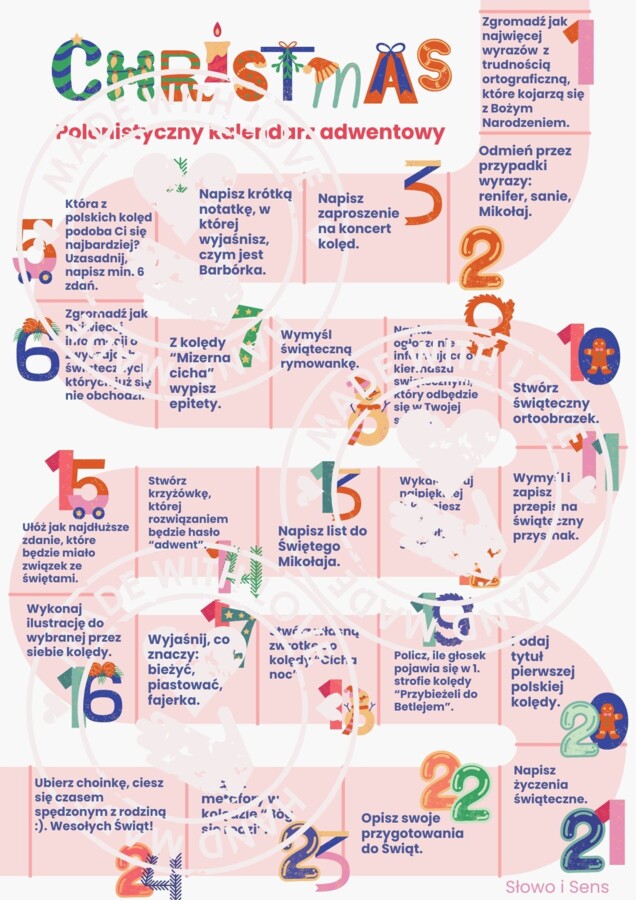 Polonistyczny kalendarz adwentowy