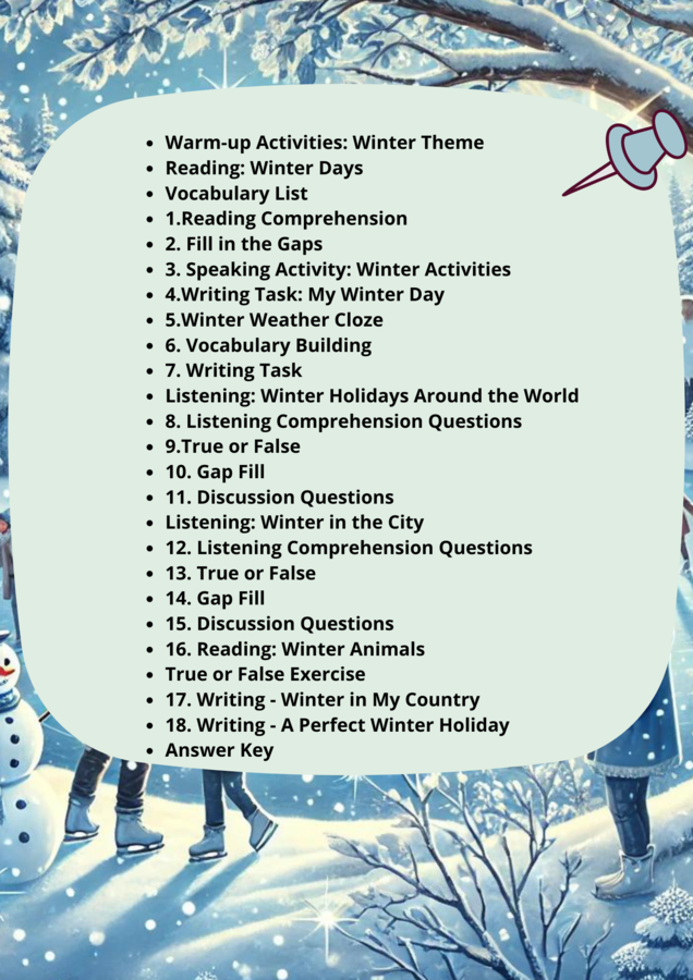 Angielski_Pakiet 10 Lekcji na 10 różnych tematów. Back to School_Halloween_Procrastinators - The Leaders of Tomorrow_National Education Day in Poland_Vegetarianism _European Day of Languages _The Cosy Side of Autumn_Thanksgiving Day Christmas Winter