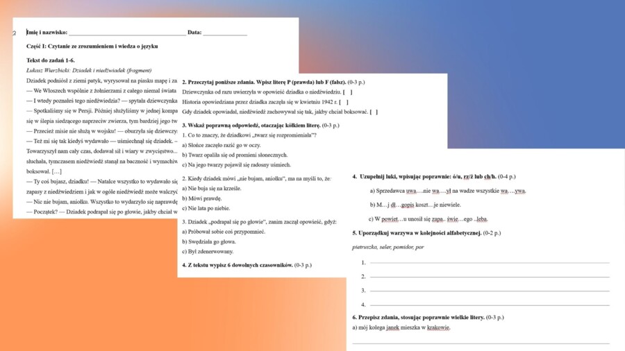 Diagnoza z polskiego na progu 4 klasy - kompletny zestaw