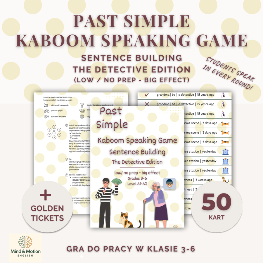 Past Simple - Kaboom Speaking Game | Sentence Building | The Detective Edition