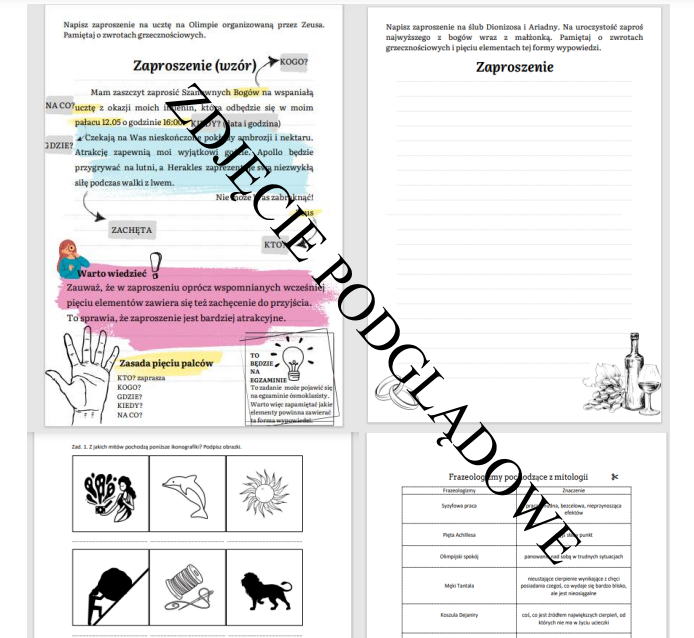 Karty pracy mitologia, mity greckie, frazeologizmy z mitologii