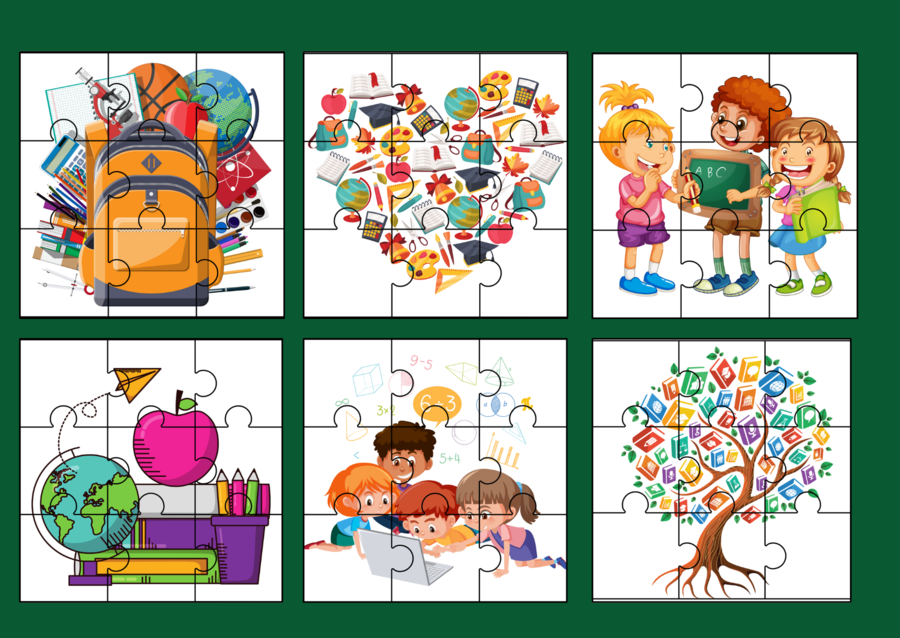 POWRÓT DO SZKOŁY - szkoła - puzzle - 12 wersji
