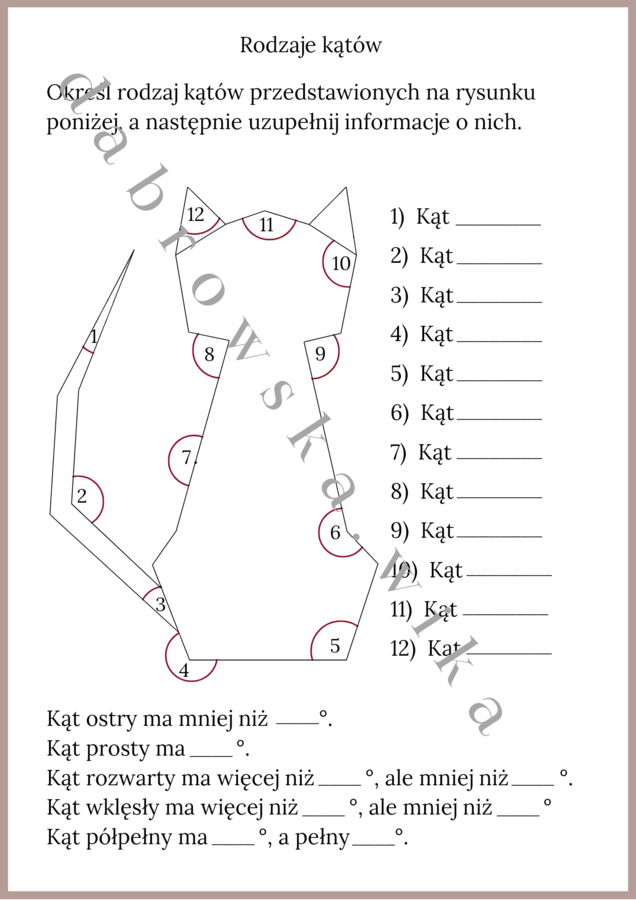 Rodzaje kątów - kot