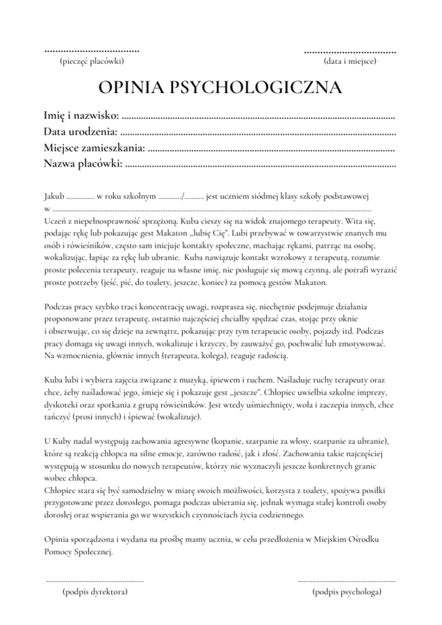 Teczka psychologa - DOKUMENTACJA