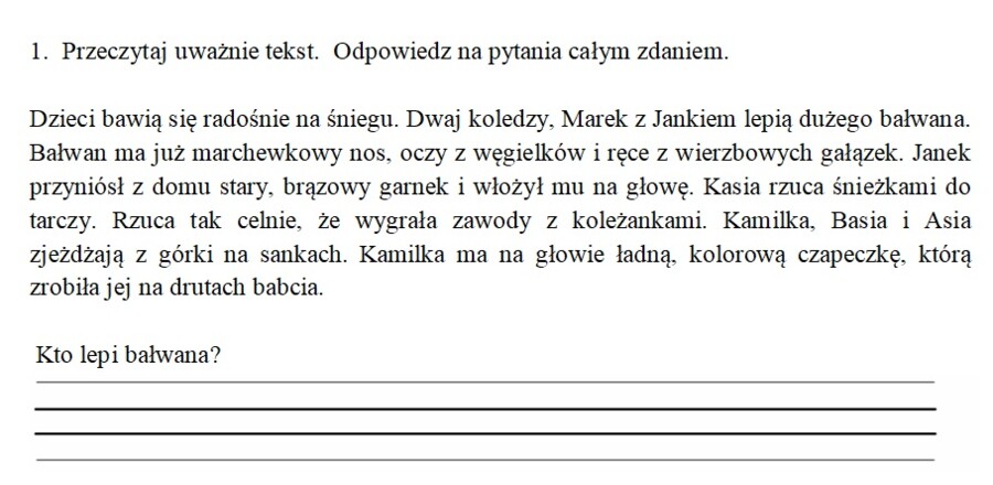 Sprawdzian / diagnoza po klasie 2.