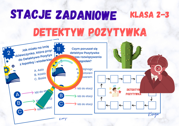 Stacje zadaniowe - Grzegorz Kasdepke, Detektyw Pozytywka klasa 2-3