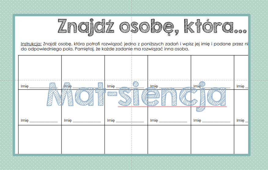 Znajdź osobę która...