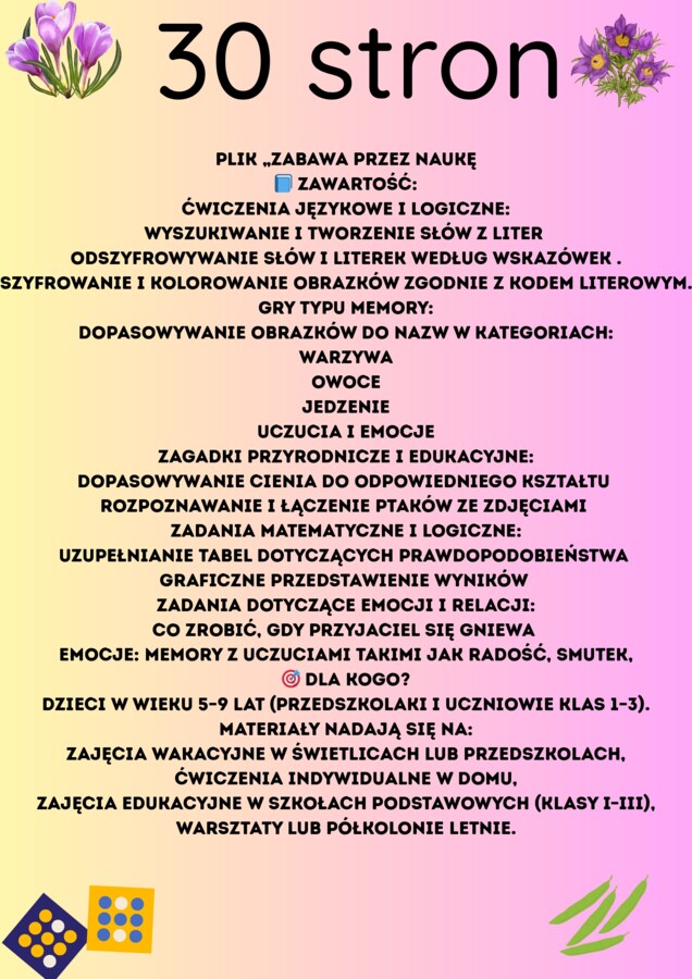Nauka przez zabawę 30 stron