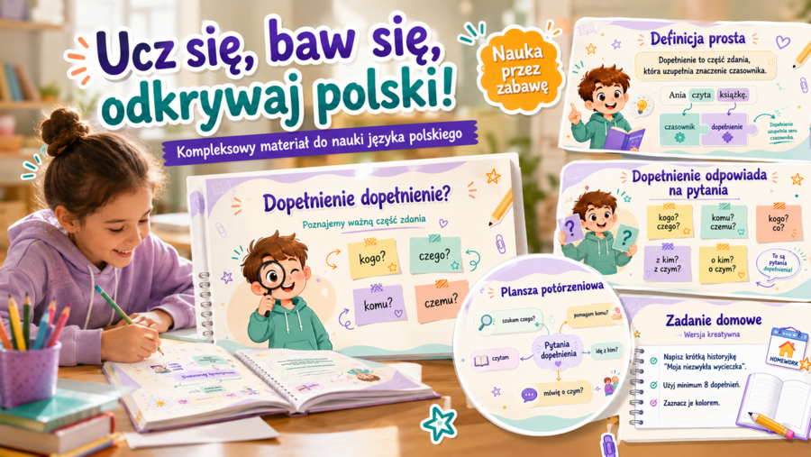 Co dopełnia dopełnienie? Prezentacja do lekcji.