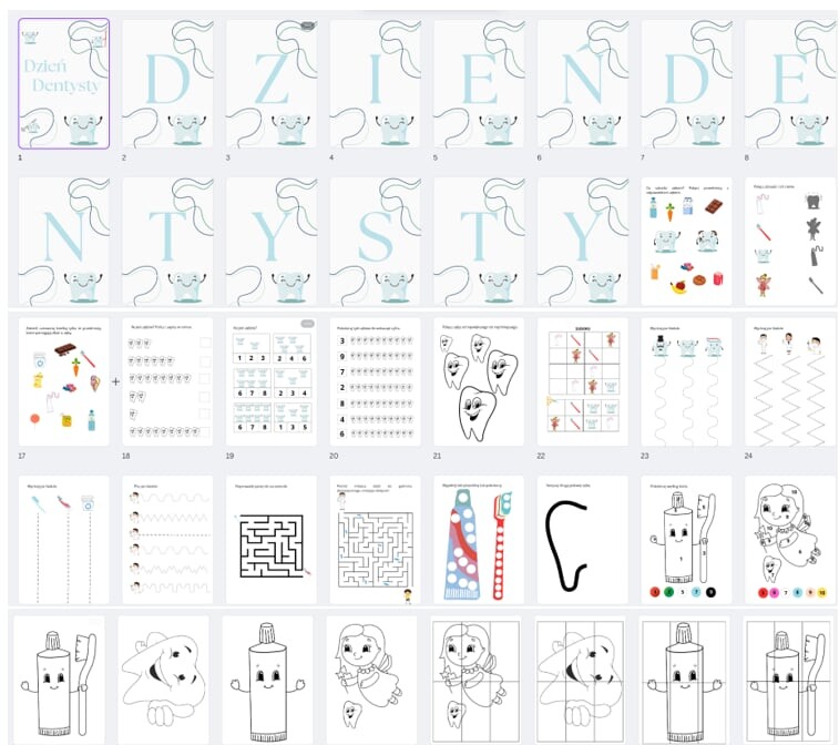 Dzień Dentysty - Girlanda+ zadania 40 STRON!