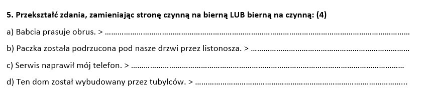 Przekrojowy sprawdzian z zakresu fleksji