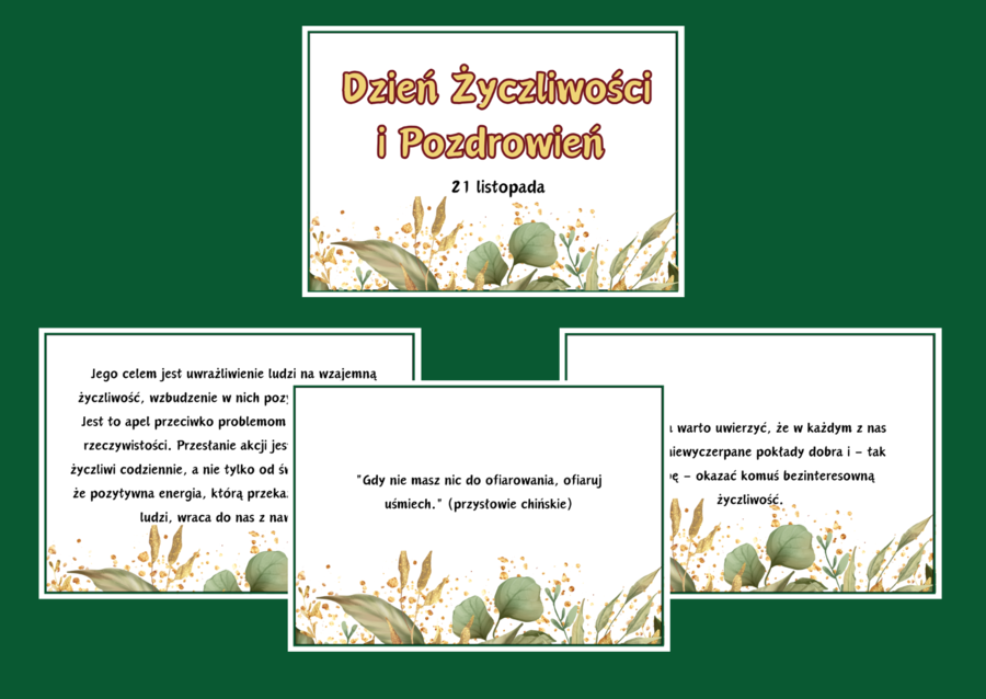 DZIEŃ ŻYCZLIWOŚCI I POZDROWIEŃ – biblioteka – świetlica – gazetka – 15 stron – wersja 1