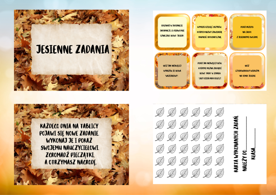Jesienne zadania polonistyczno-artystyczne.