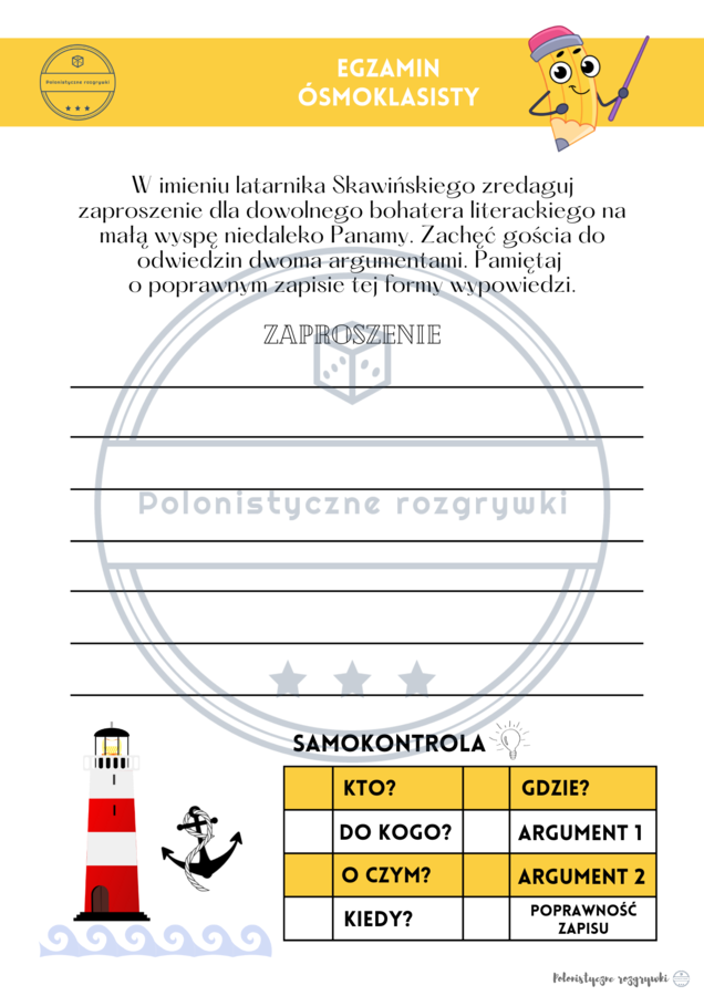 Zaproszenie. 10 zadań typu egzaminacyjnego. Egzamin ósmoklasisty. Formy wypowiedzi