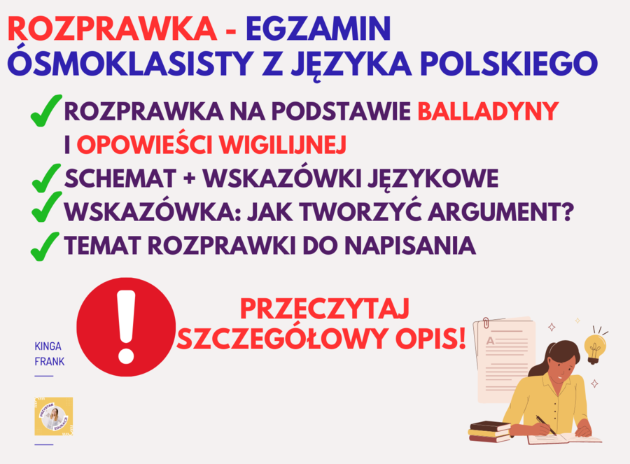 📚 ROZPRAWKA - egzamin ósmoklasisty 2025 r. #schemat #wzór #temat