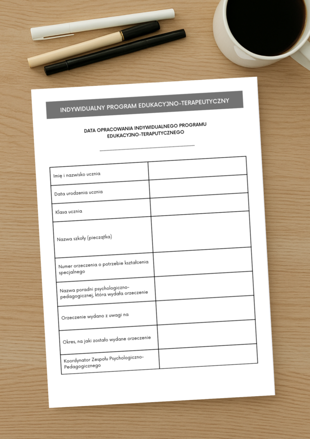IPET – Indywidualny Program Edukacyjno-Terapeutyczny | Szablon do Edycji