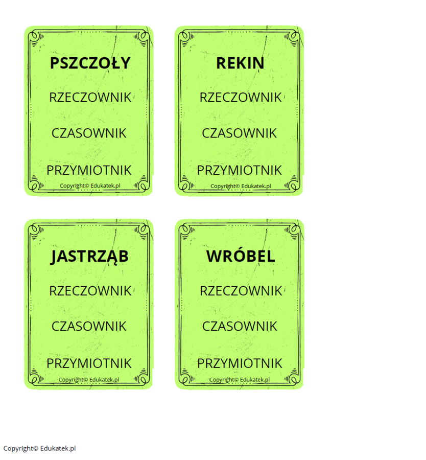 Klamerkowe części mowy - wyrazy