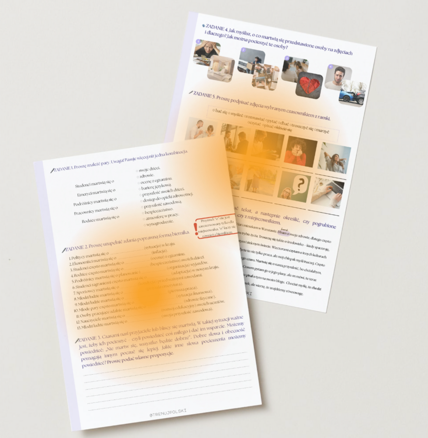 Martwię się o... 🤔✍️ – przyimek „o” w praktyce, poziom A2-B1