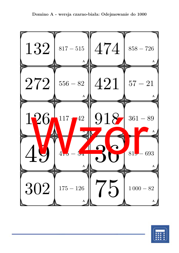 Domino - Odejmowanie do 1000 | matematyka