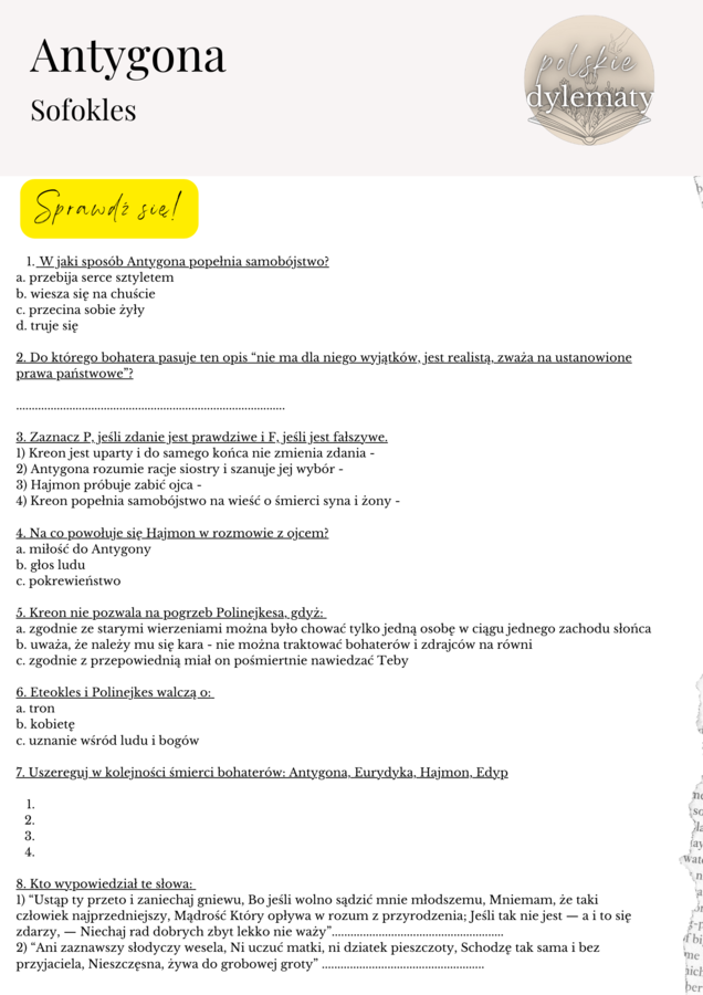Sofokles "Antygona" - opracowanie maturalne