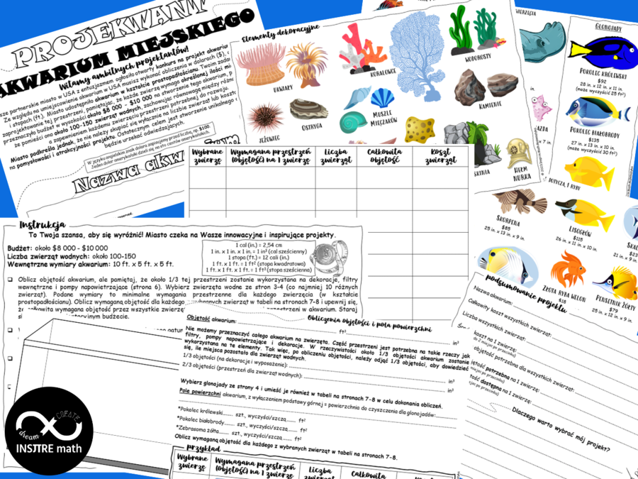 Pole powierzchni i objętość prostopadłościanu. Projekt matematyczny: Zaprojektuj Akwarium. Nauczanie Oparte na Projektach (PBL) dla kl.5-8.