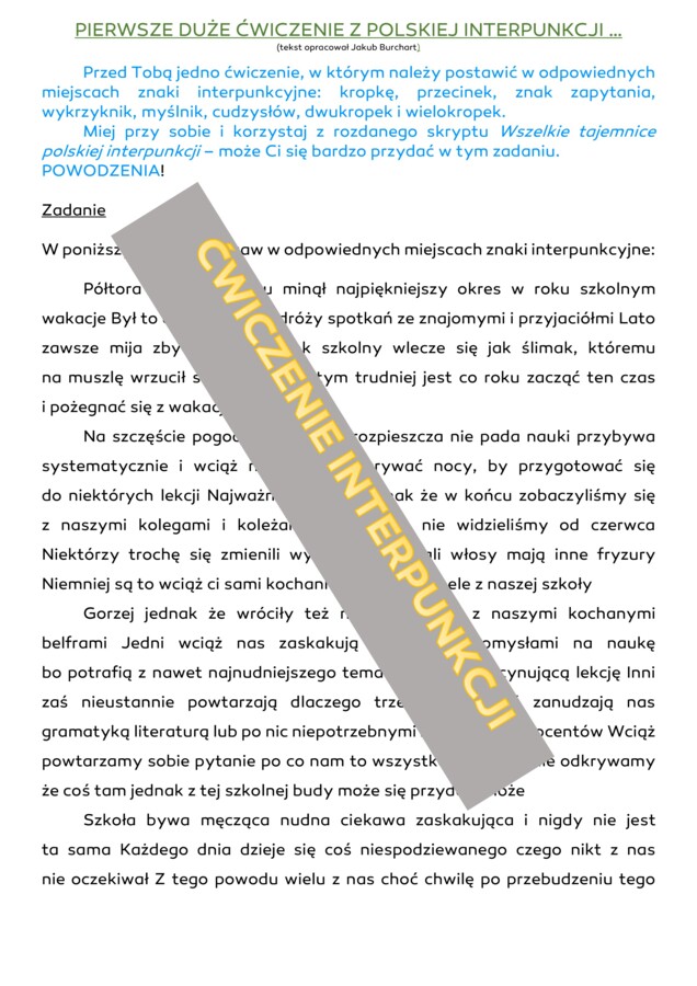 Interpunkcja - ćwiczenie
