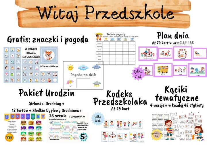 HIT - Witaj Przedszkole - 5 pakietów + znaczki i pogoda gratis - PROMOCJA do końca SIERPNIA