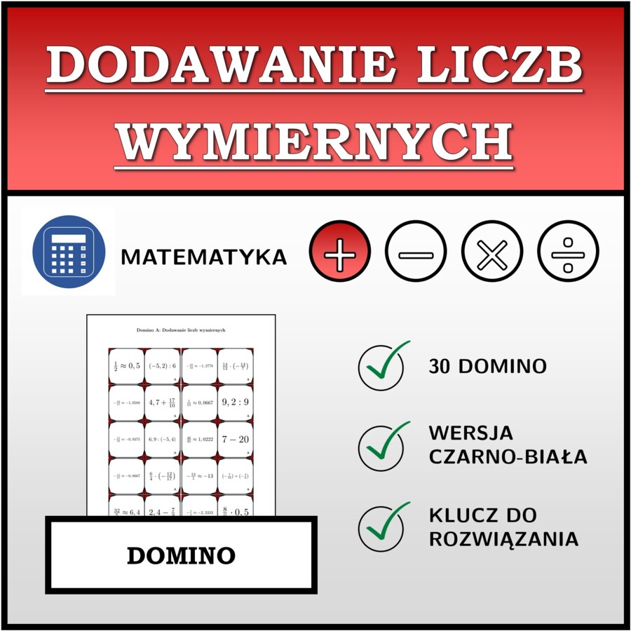 Domino - Dodawanie liczb wymiernych | matematyka