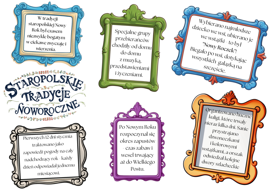 Gotowa gazetka, ozdoba - Staropolskie Tradycje Noworoczne, Nowy Rok / możliwość własnej aranżacji