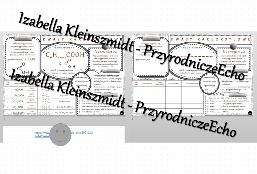 Minizestaw na temat „Kwasy karboksylowe” – sketchnotka + karta pracy w power point + gratisowy link do prezentacji multimedialnej niekomercyjnej wykonanej w genial.ly do indywidualnego pobrania i użycia do celów niekomercyjnych. Chemia 8, „Pochodne węglo