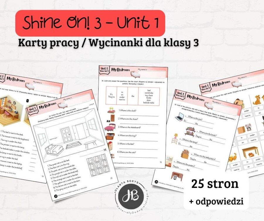 Materiały do Shine On! 3 Unit 1 – My Bedroom - karty pracy - wklejki/wycinanki