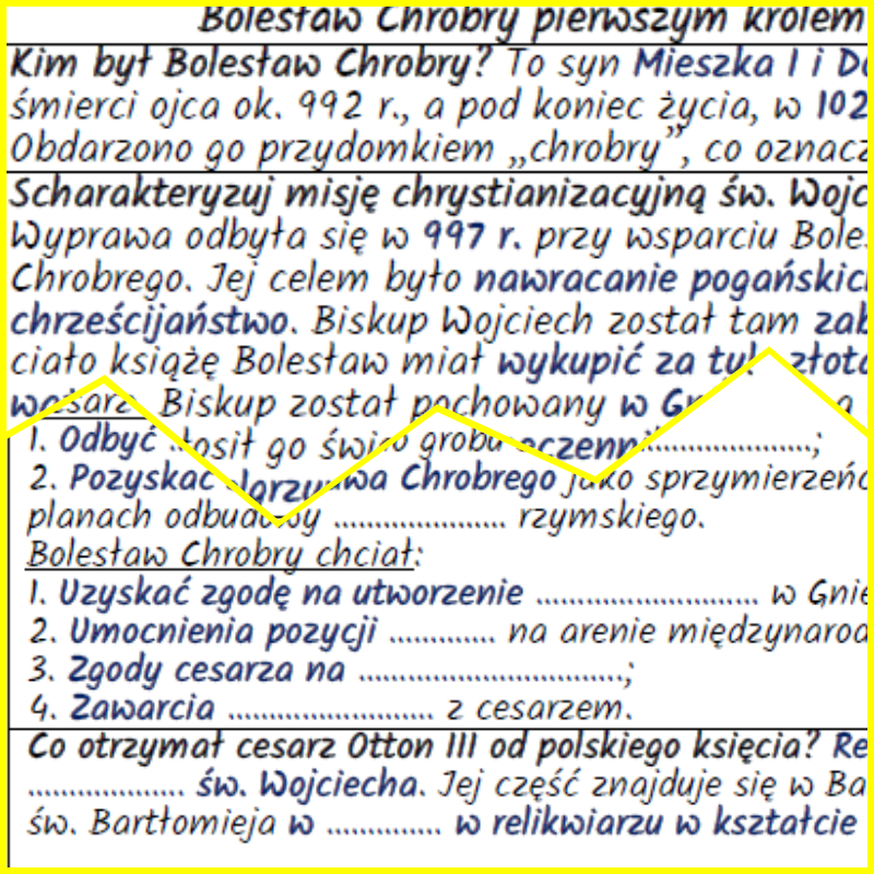 Bolesław Chrobry pierwszym królem Polski – notatki i karta pracy