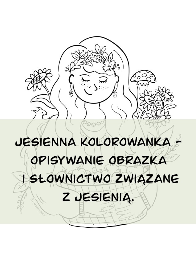 Jesienna kolorowanka + tekst z lukami do uzupełnienia