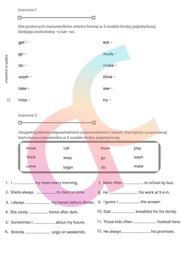 Present Simple - teoria + zeszyt ćwiczeń