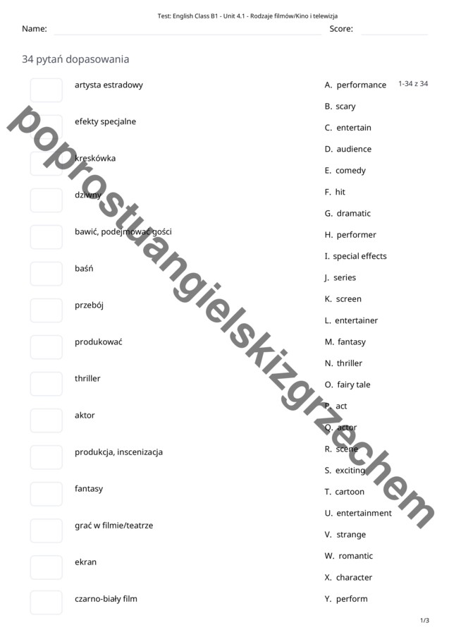 English Class B1 – Unit 4 – testy