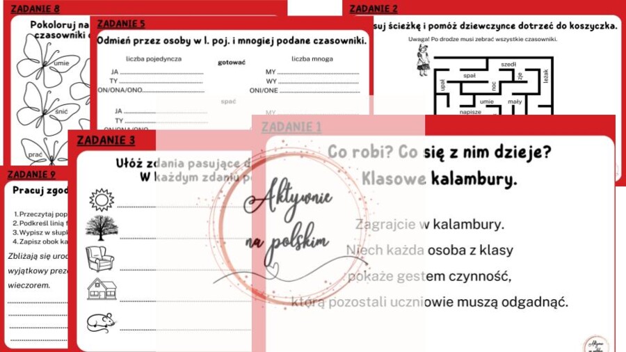 Czasowniki - karty pracy + prezentacja gratis