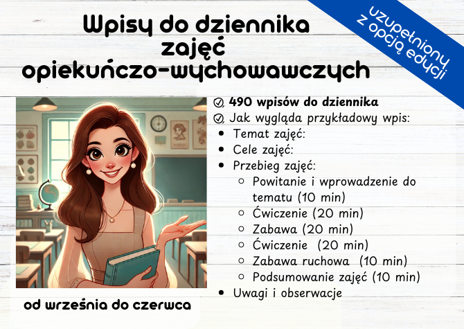 Wpisy do dziennika zajęć opiekuńczo-wychowawczych