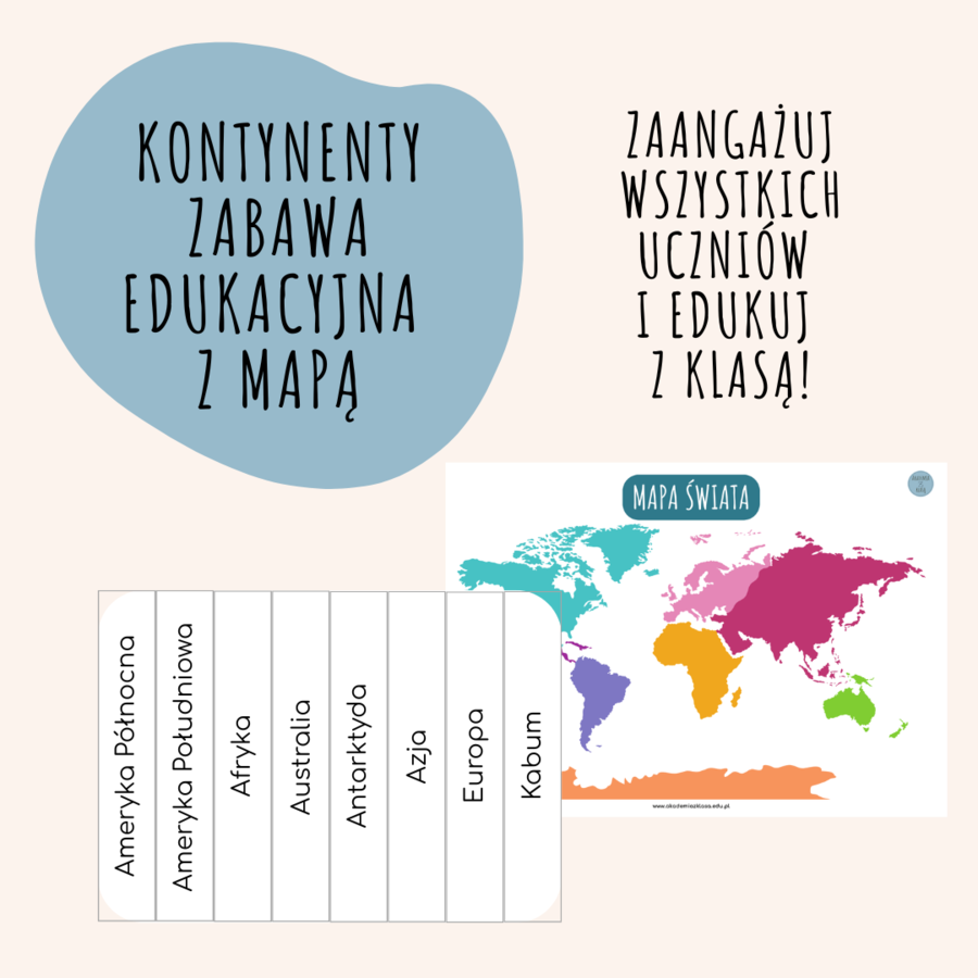 KONTYNENTY- ZABAWA EDUKACYJNA Z MAPĄ DLA CAŁEJ KLASY!