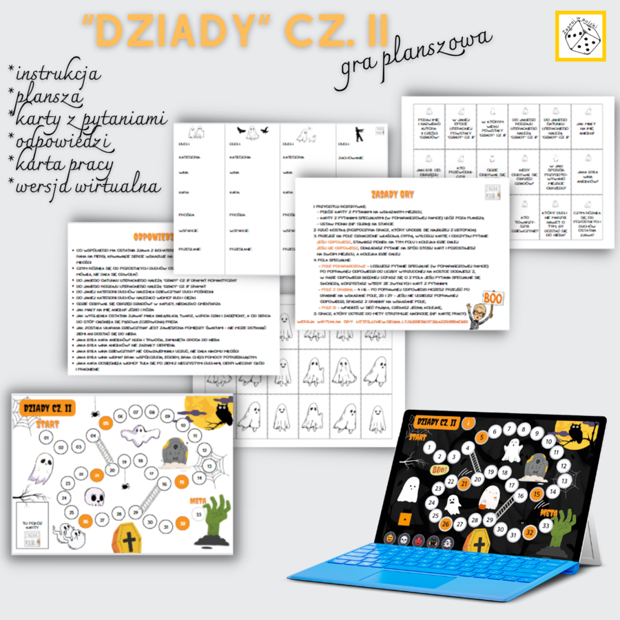 Narodowe Czytanie 2026: Gra planszowa - "Dziady" cz. II Adama Mickiewicza [wersja stacjonarna i wirtualna z kartą pracy]