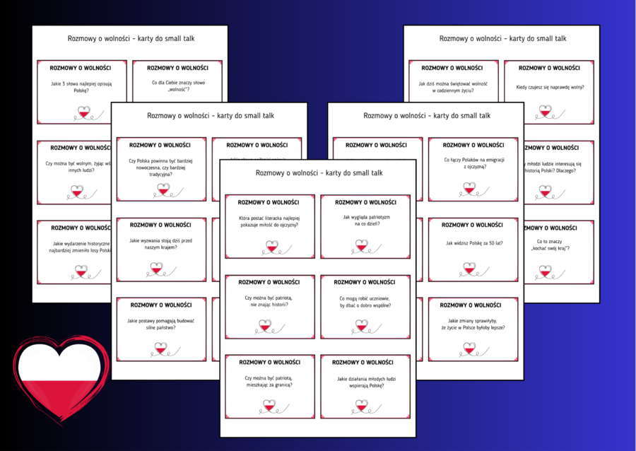 ❤️📜Rozmowy o wolności – zestaw kart small talk „Rozmawiajmy o Polsce” - 🎆 11 Listopada - Święto Niepodległości - 3 Maja - TUS - biblioteka - język polski - zajęcia z wychowawcą