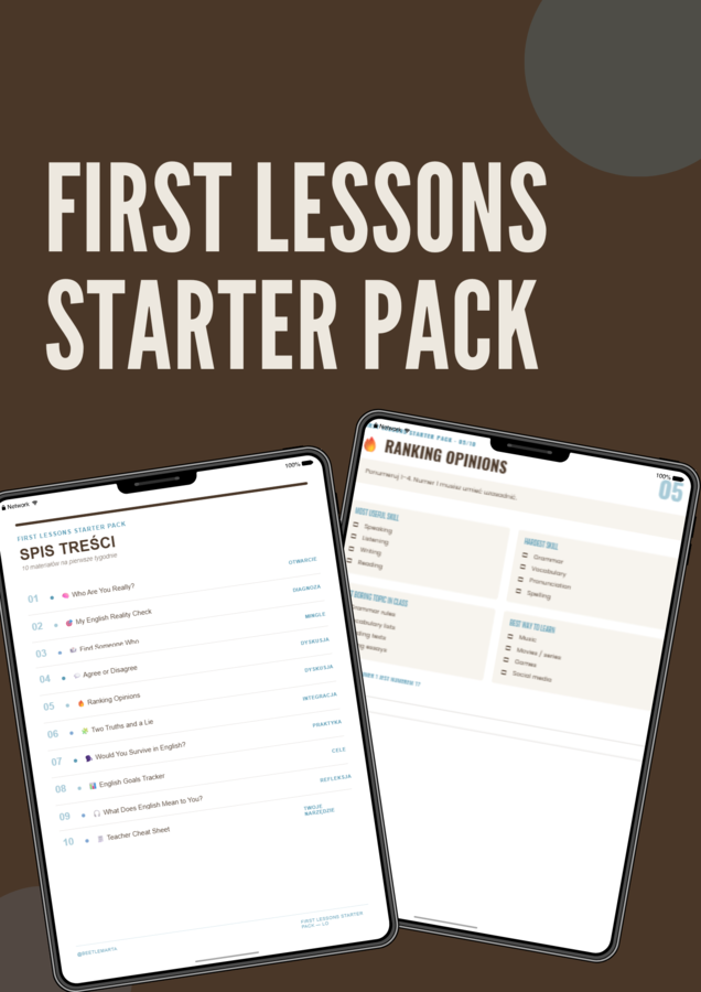 ICE BRAKERS - First lesson Starter pack - Zestaw kart pracy na pierwsze zajęcia | Liceum