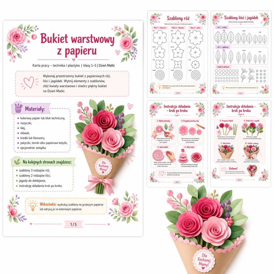 Bukiet warstwowy z papieru