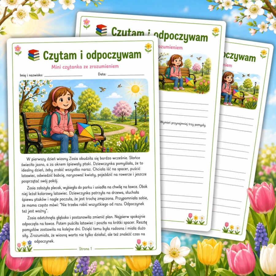 Czytam i odpoczywam - mini czytanka ze zrozumieniem