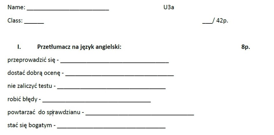Brainy 6 unit 3 sprawdzian