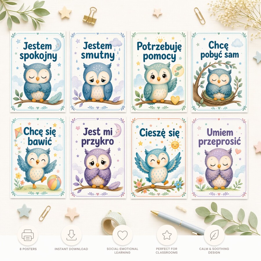 Sowa widzi emocje – plakaty do kącika emocji