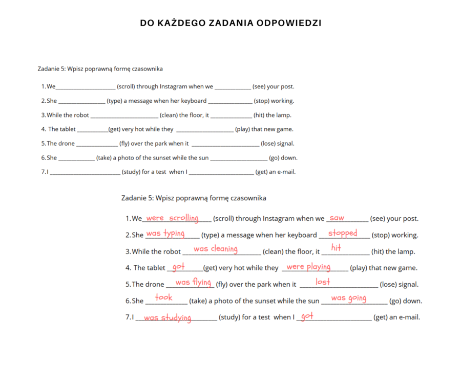 Gramatyka dla klasy 6: Czasy Przeszłe Past Simple vs. Past Continuous dodatkowo Adverbs of Manner Przysłówki Sposobu Na podstawie English Class A2 Unit 4