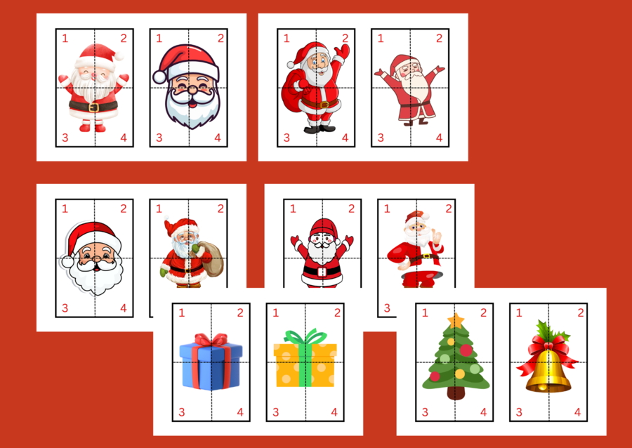 MIKOŁAJKI – puzzle – układanka- układanki - biblioteka – świetlica – przedszkole – Boże Narodzenie – 12 wersji