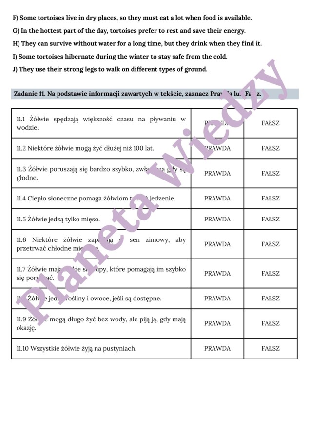 CZYTANIE ZE ZROZUMIENIEM – E8 – Zbiór zadań do egzaminu ósmoklasisty z języka angielskiego. Poziom A2/A2+ – uzupełnienie luk w tekstach, prawda/fałsz, uporządkowywanie zdarzeń, zrozumienie kontekstu zdania