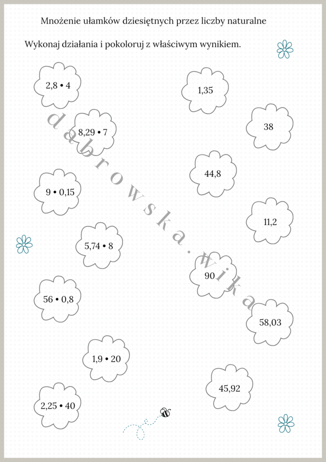 Mnożenie ułamków dziesiętnych przez liczby naturalne