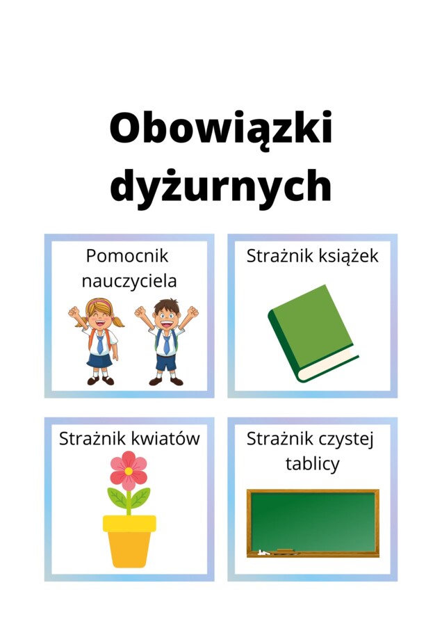 Obowiązki dyżurnych w klasie
